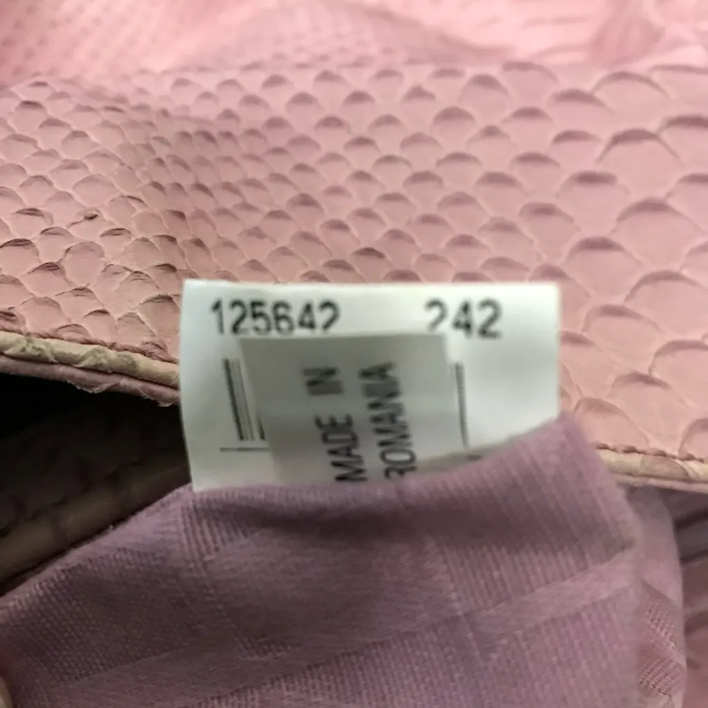 Furla Pale Pink Snakeskin Embossed Leather Footed Shoulder Bag - Image 7