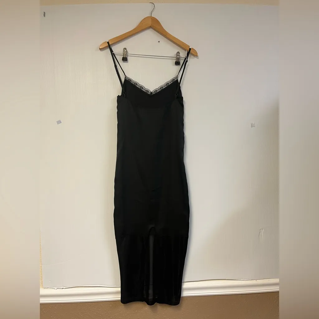 Zara‎ Trafaluc Lace Trim Spaghetti Strap Little Black Dress – Size M - Image 2