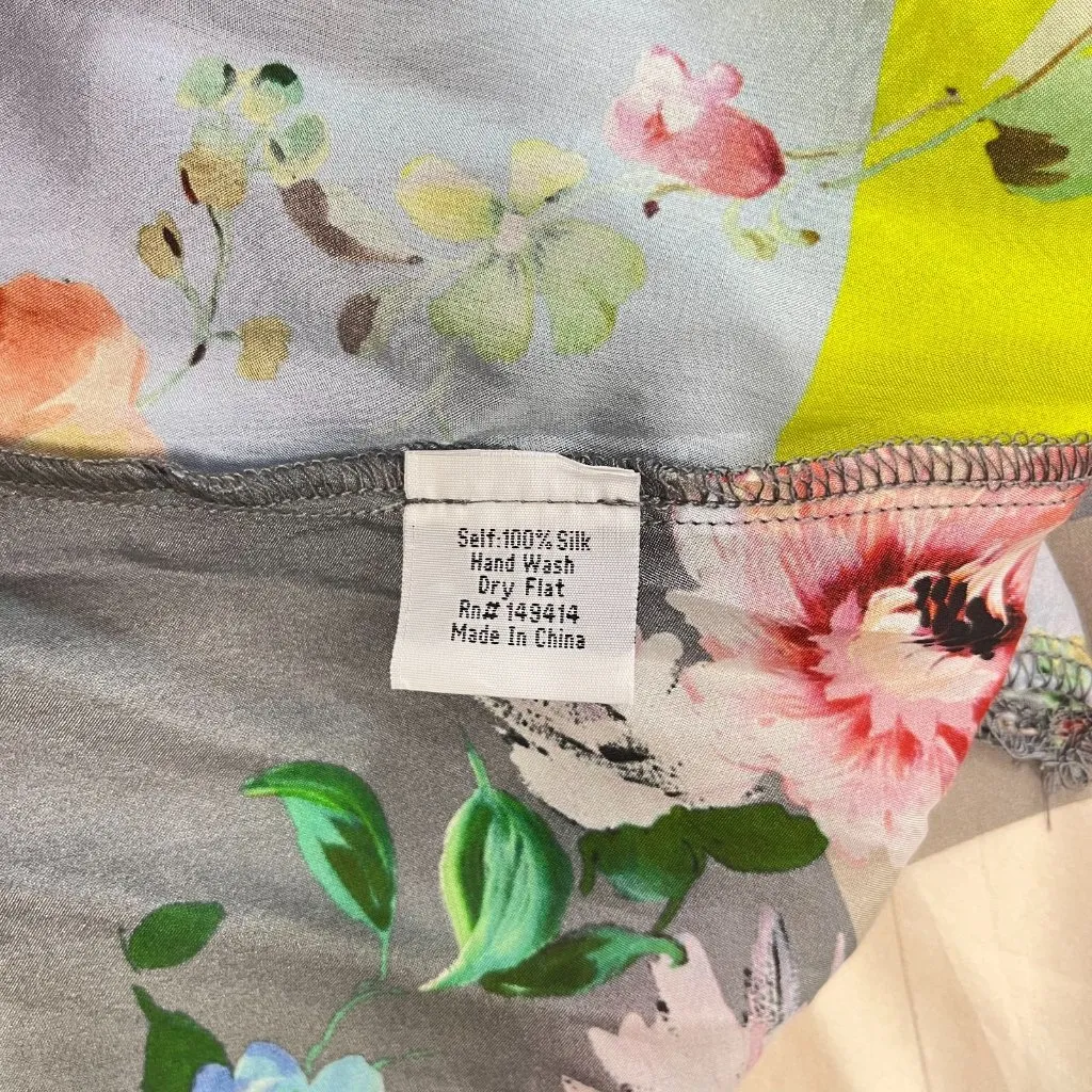 $365 NWOT Johnny Was BLOCK TOVE Silk Floral Long Sleeves Midi Dress Size L - Image 7