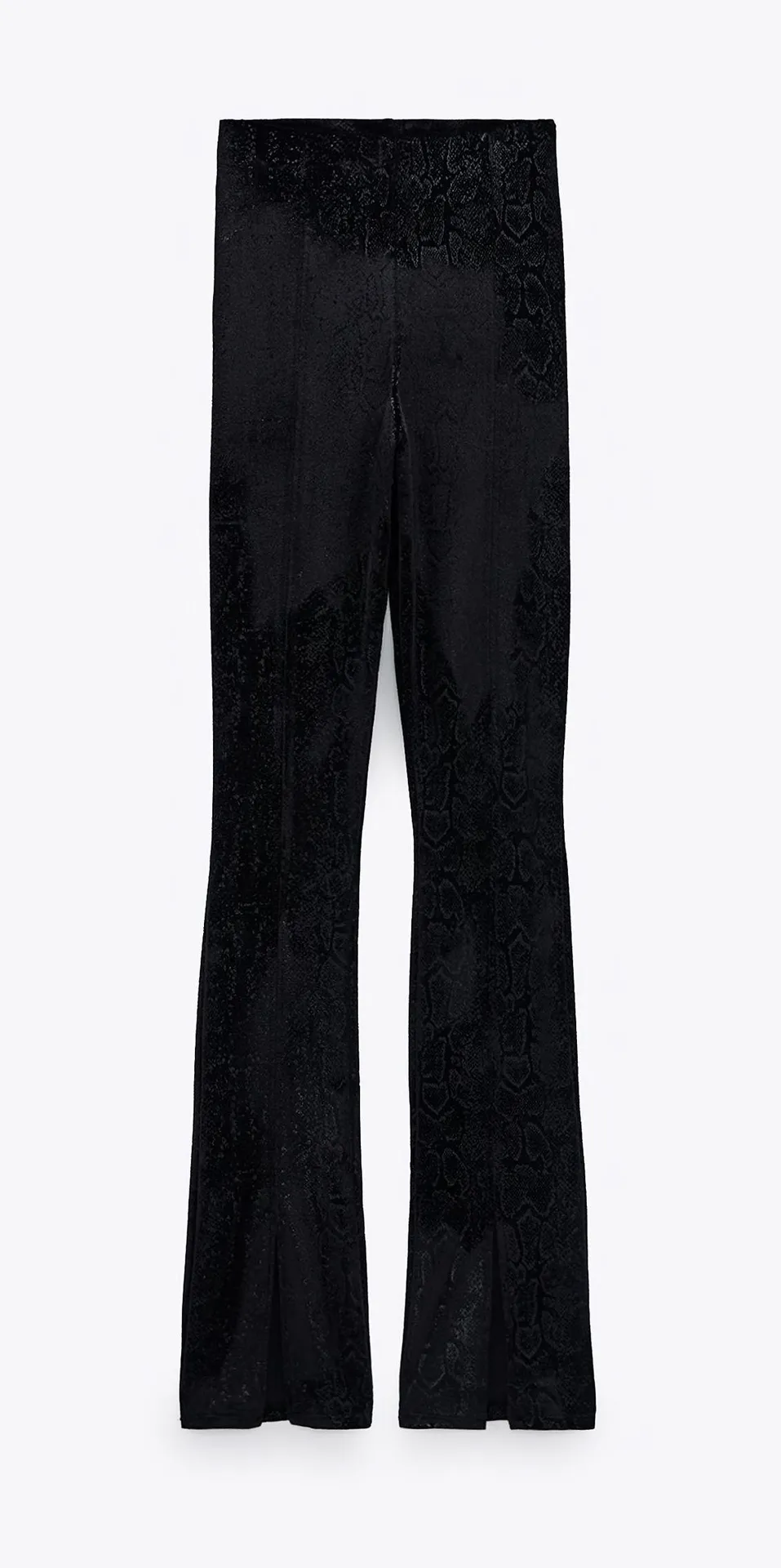 Black High Waist Animal Print Velvet Leggings - Image 2