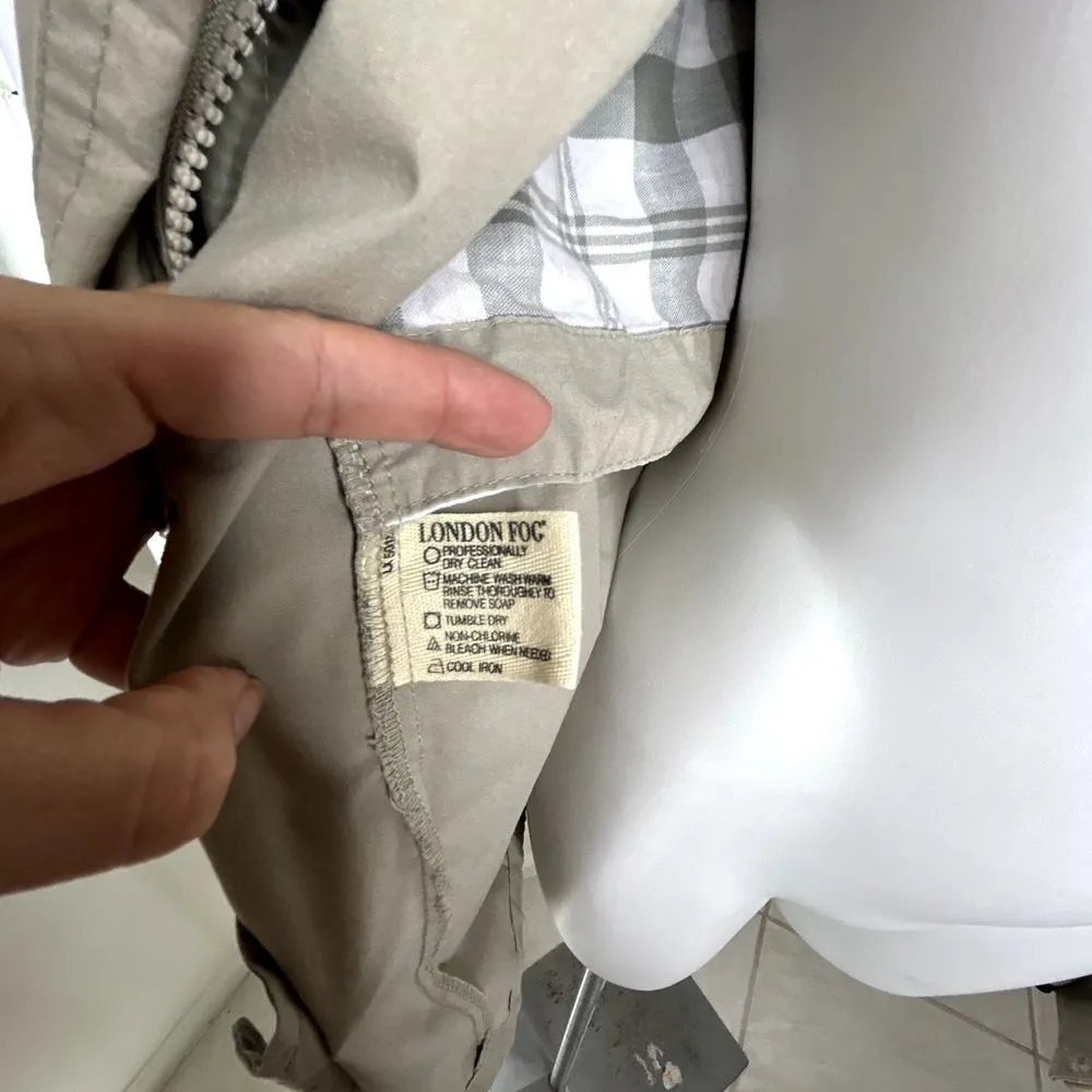 LONDON FOG Womens Size S Khaki Cotton Utility Jacket Lightweight Detachable Hood - Image 10