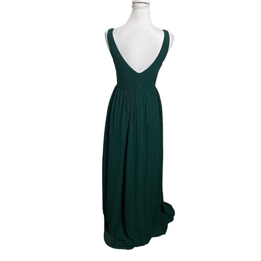 Revelry Bowie Bridesmaid Dress Size 2 Green Chiffon Gown A - Image 4