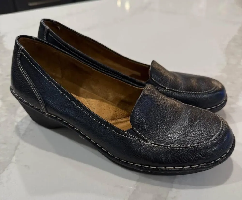 Naturalizer Shane Leather SlipOn Loafer Block Heel Womens 11M Dark Brown Stretch - Image 3