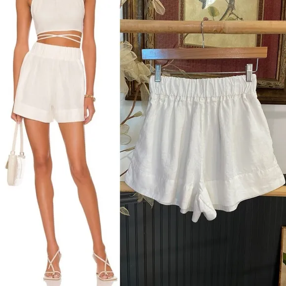 L'Academie Comilly Revolve 100% Linen Pull On Short in White - Sz XS 🧡🎀 - Image 2