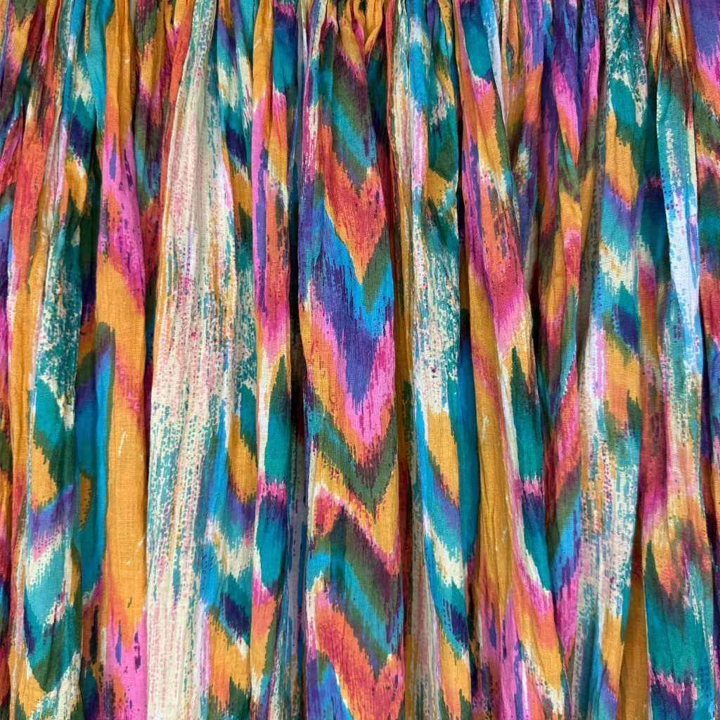 Le Mieux Studio Womens Vintage Bohemian Chevron Cotton Midi Skirt Boho One Size Green Size undefined - Image 2