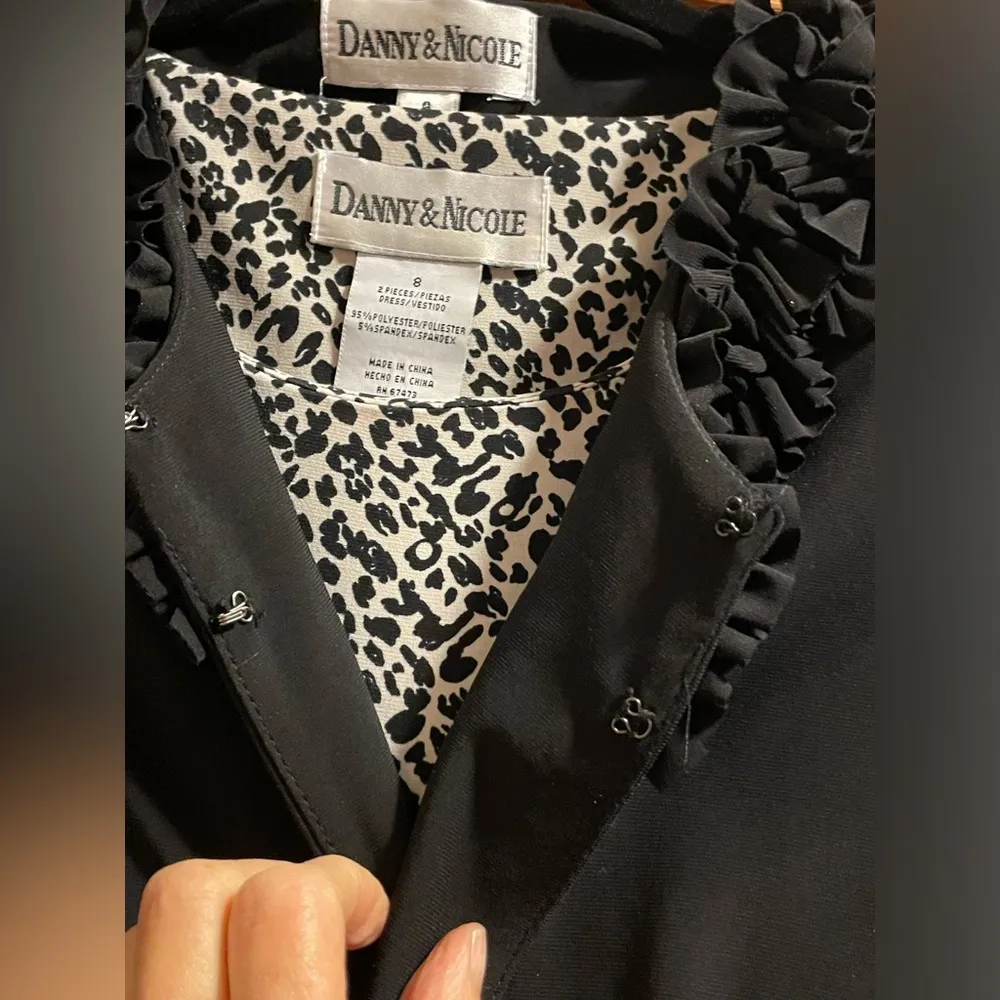 Danny & Nicole Cheetah Animal Print Dress With Black Ruffle Jacket, Size 8 EUC - Image 8