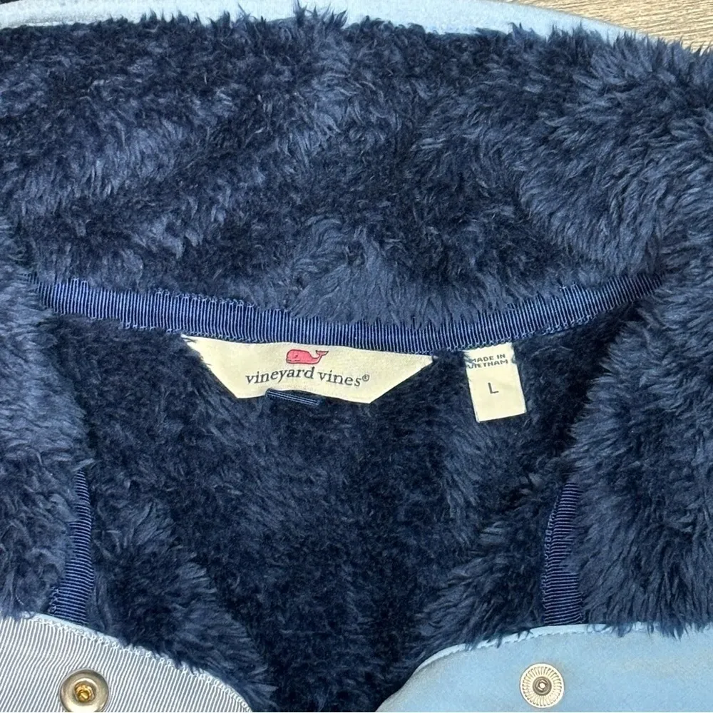 Vineyard Vines Navy Plush Teddy Snap-Placket Popover in Deep Bay Large 242‎ - Image 5