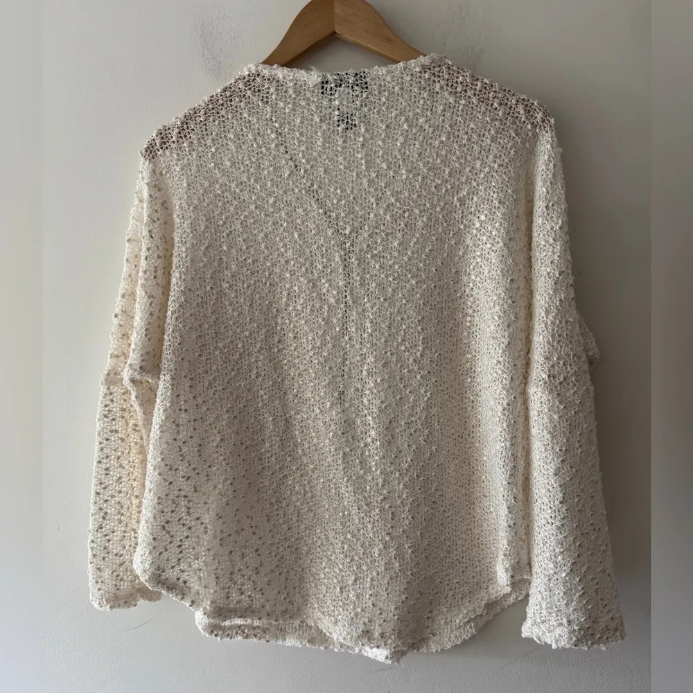 Alfani White Gold Shimmer Mesh Open Weave Beachy Coverup Pullover Top - Image 4