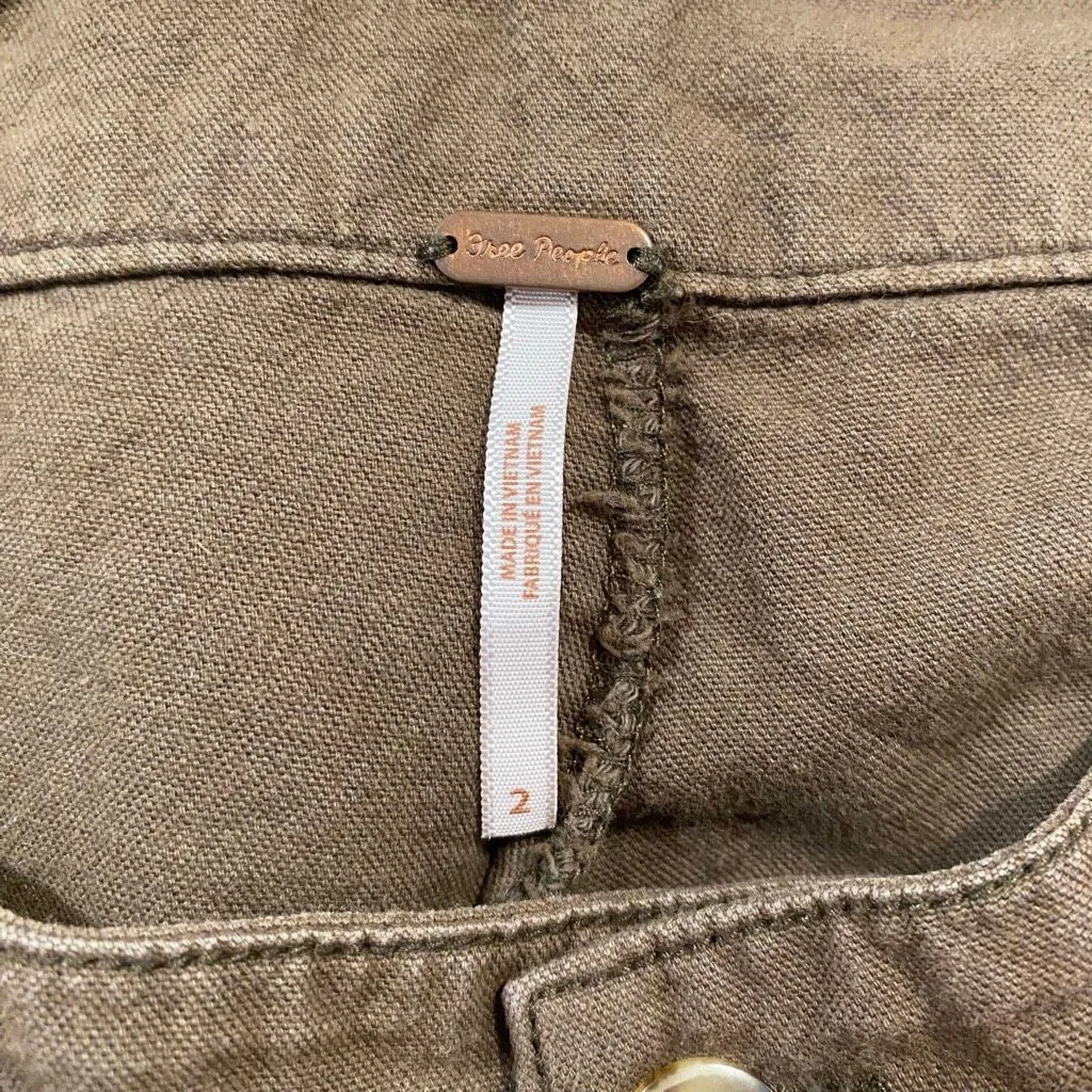 Free People Brown High Rise Tie Waist Utility Shorts Size 2 - Image 3