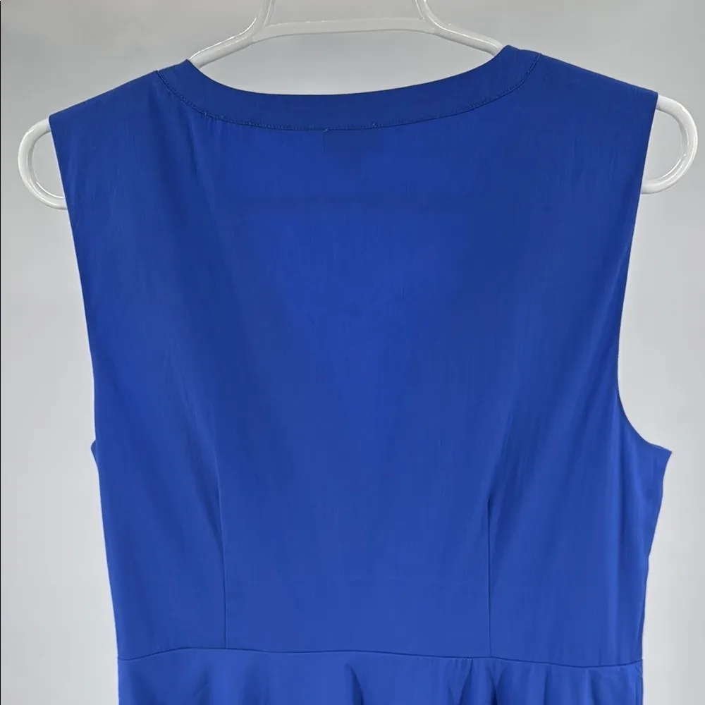 Daniel Cremieux Blue Sheath tie front Dress Crew Neck Sleeveless 12 knee length - Image 3