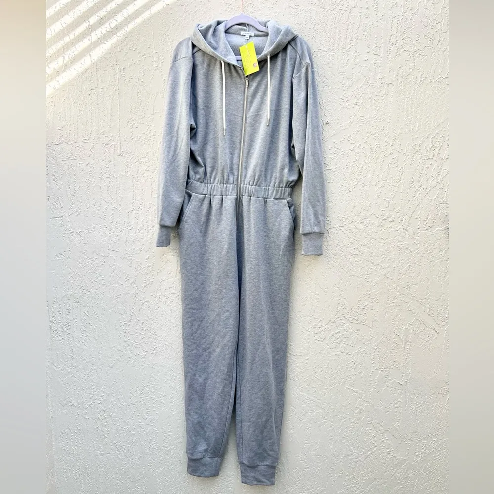 Weworewhat sweatshirt leisure jumpsuit with hoodie gray medium - Image 3