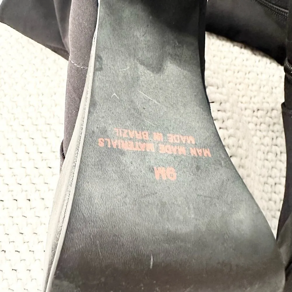 Mia Vintage Black Nylon Stretch Square Toe Platform 90s Y2K Mid Calf Boots 9 - Image 10