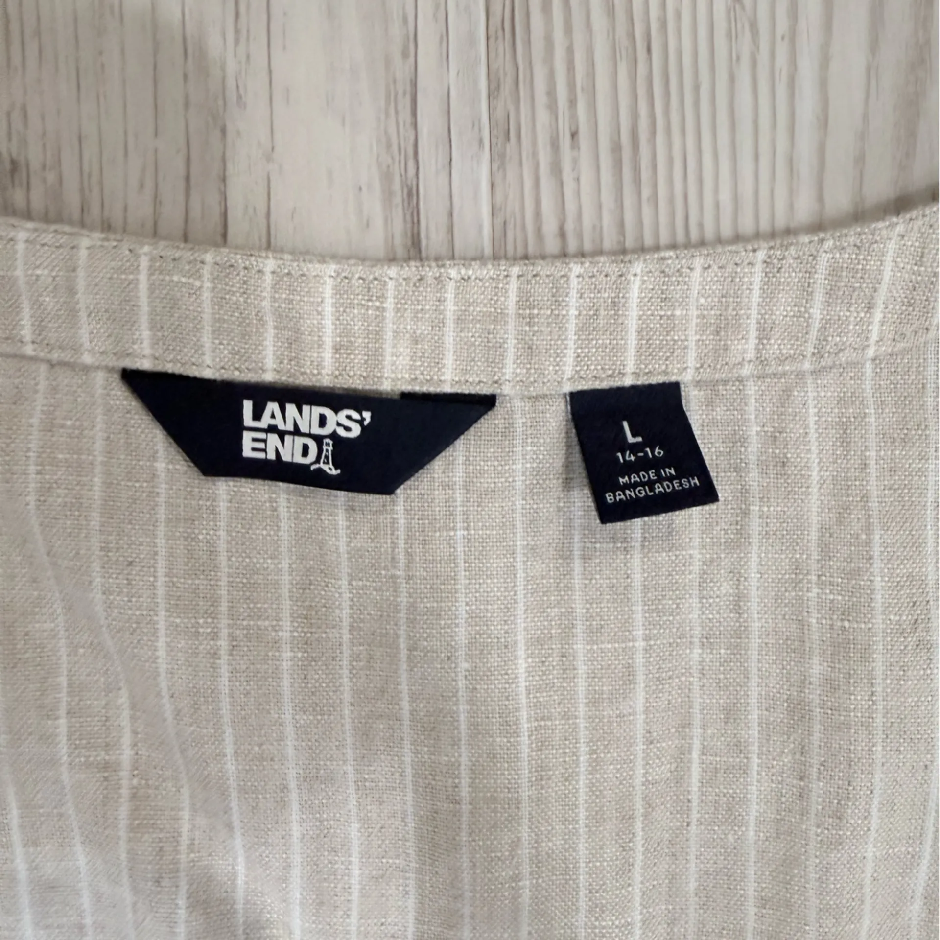 Lands' End Light Gray Striped Midi Dress - Image 2