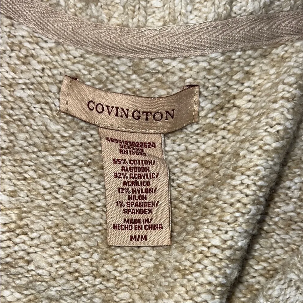 Covington ‎ Cream Cowl Neck Sweater with Textured Knit Size Medium - Image 3