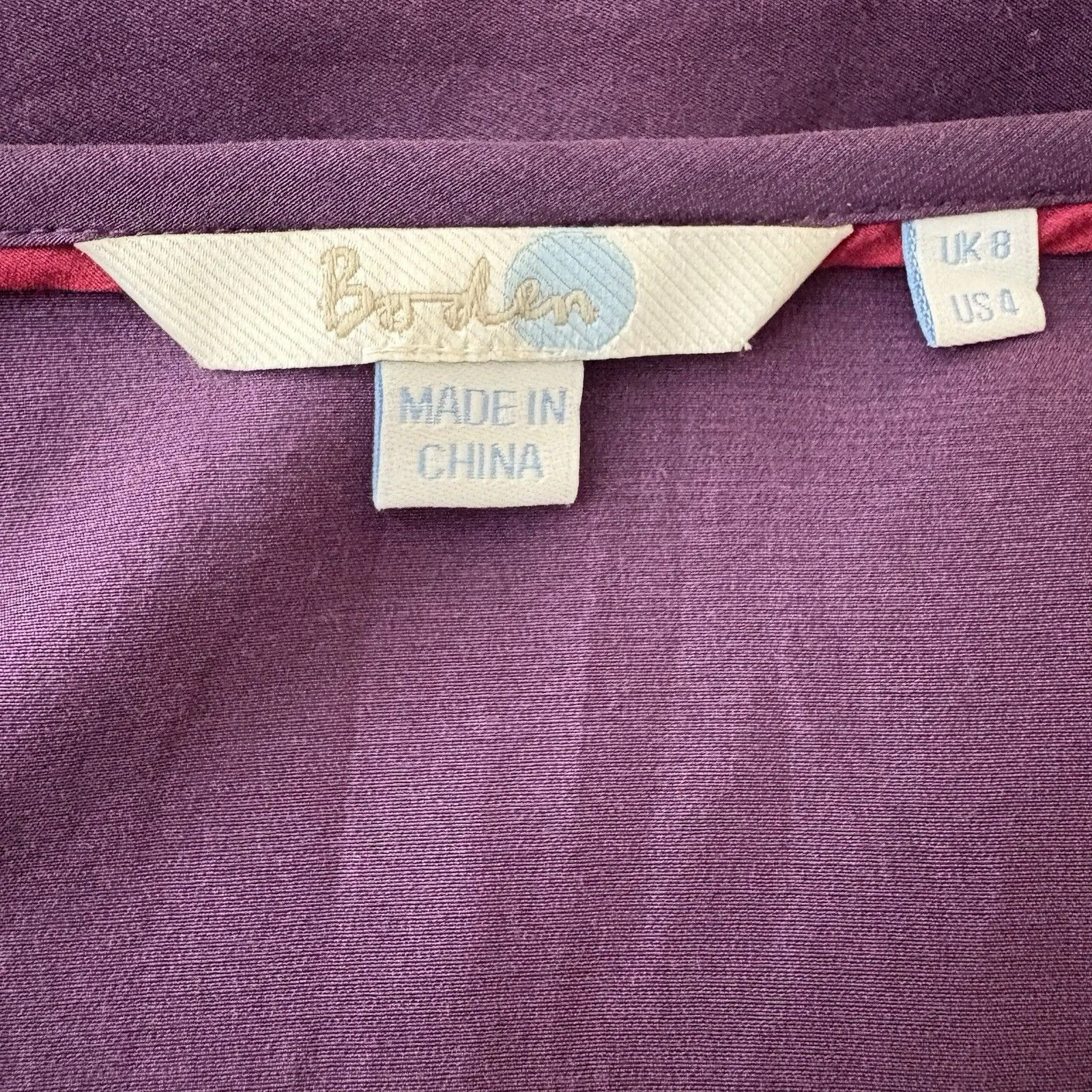 Boden Purple Silk Blend Notch Neck Puff Sleeve Long Sleeve Blouse Size 4 Womens - Image 6