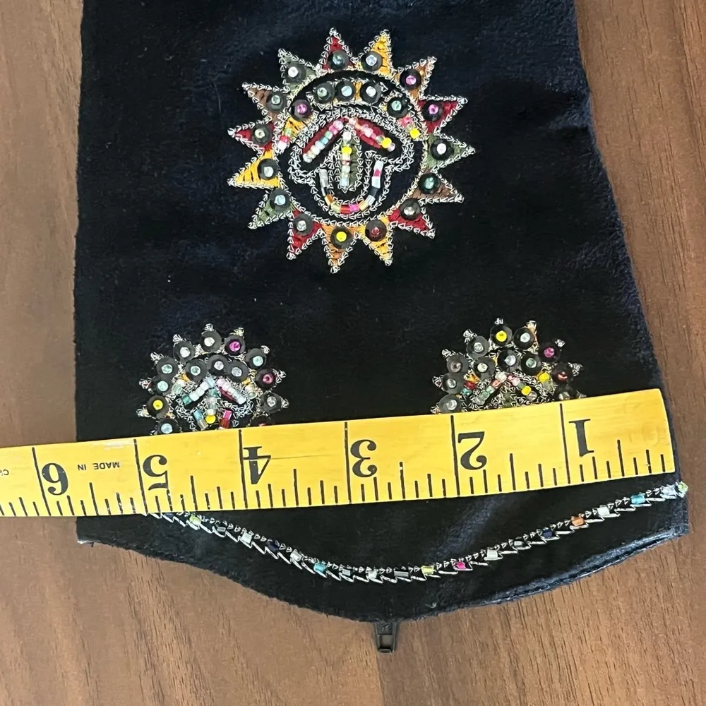 Splash fusion Foot Wear Black Velvet Embroidered Western Heel Boots Size 7 - Image 6