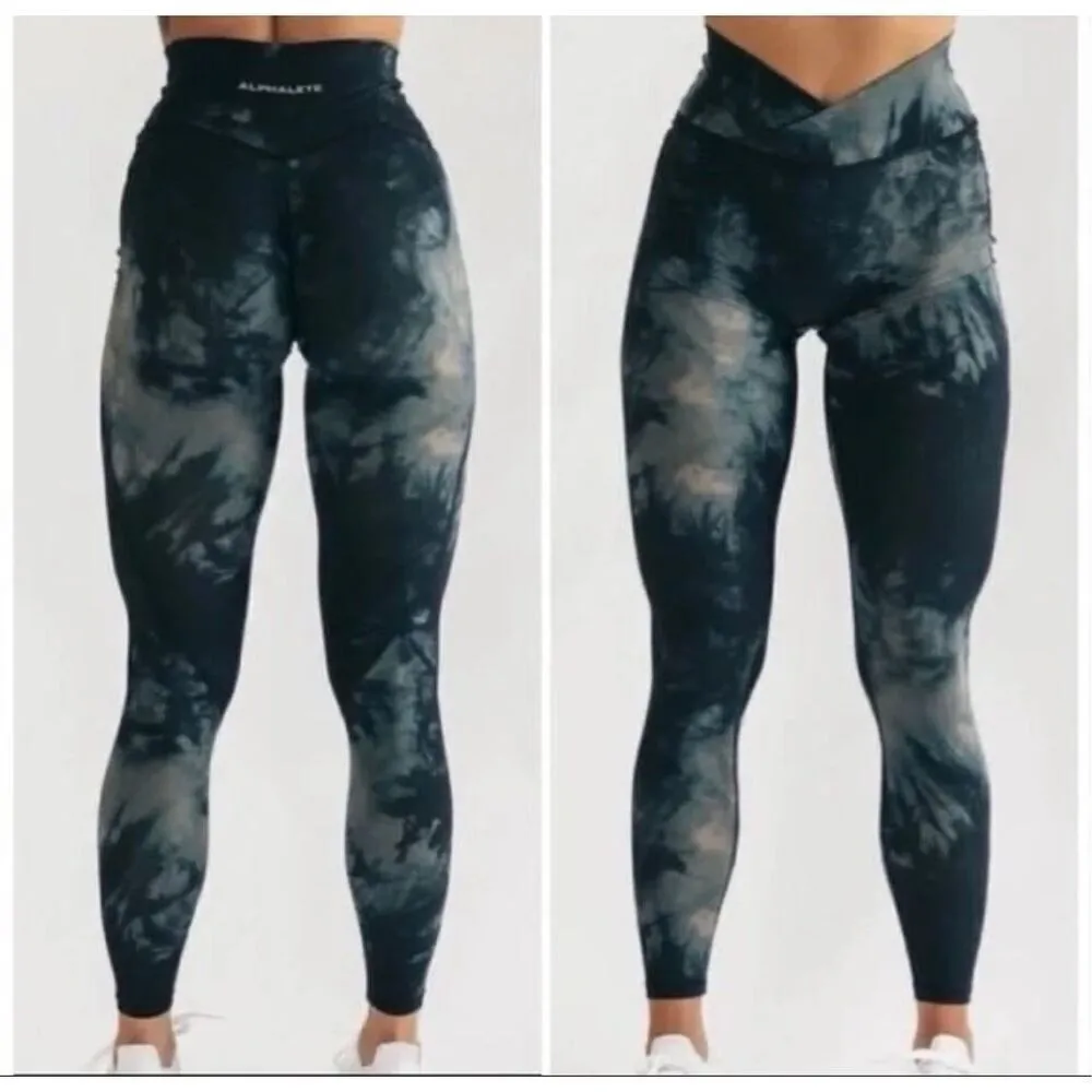Alphalete Surface Power blue tie dye oil stain XS leggings - Image 2