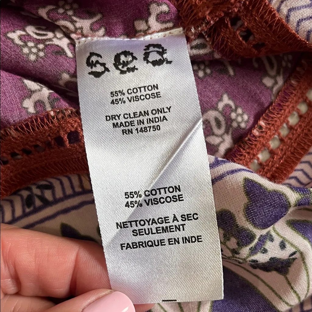 Sea New York Rust and Purple Patterned Fluttered Sleeve Top Red Size 2 - Image 6