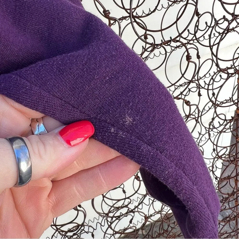 90s Spring Grannycore Cottage Sweatshirt Robin on Fence Bitteroot Farm scene Purple Size L - Image 6