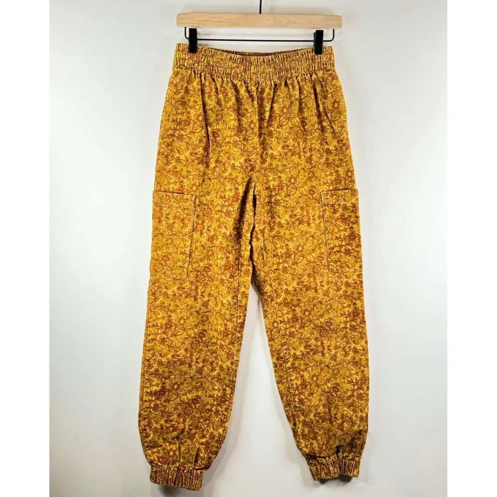 Urban Outfitters UO Penelope Womens Pants Yellow Corduroy Floral Jogger Size XS - Image 2