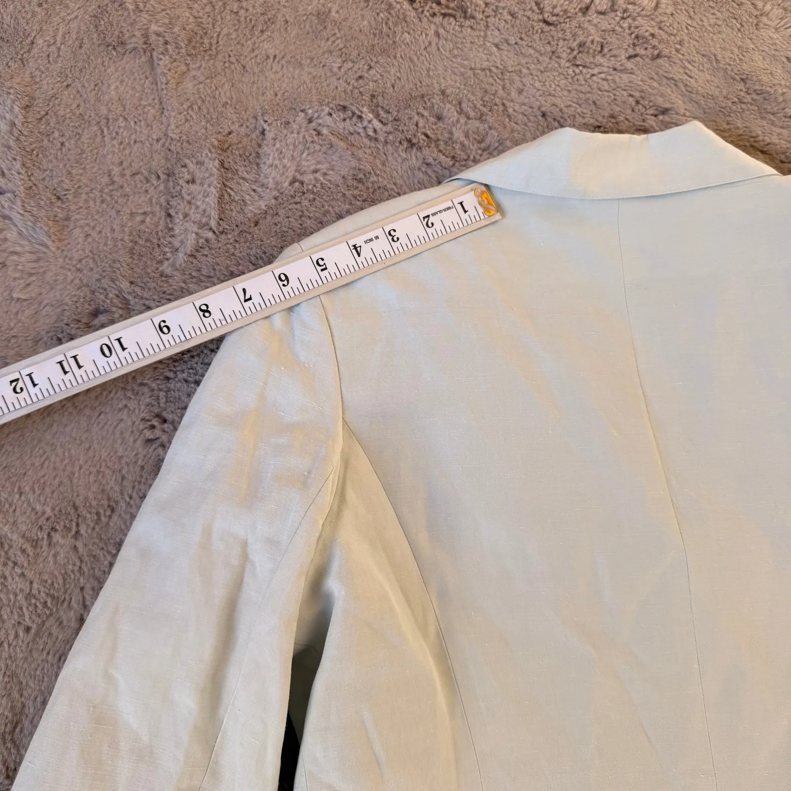 Vtg Samantha Taylor Women's Light Blue‎ Silk Linen Blend Blazer Jacket Size 14 Blue - Image 3