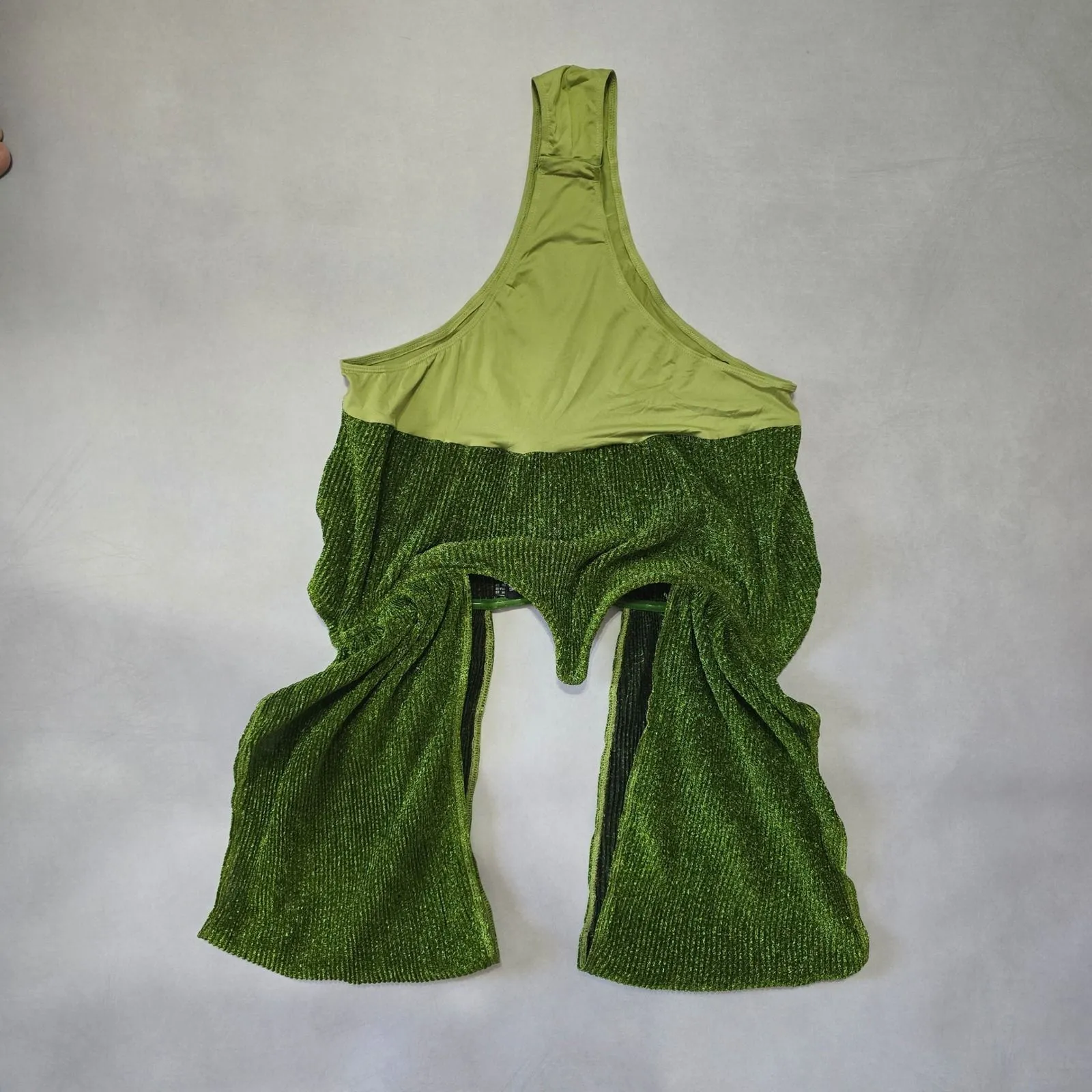 Pretty Little Thing Green Sparkle Plunge V Neck One Piece Bodysuit Top‎ Plus 18 - Image 2