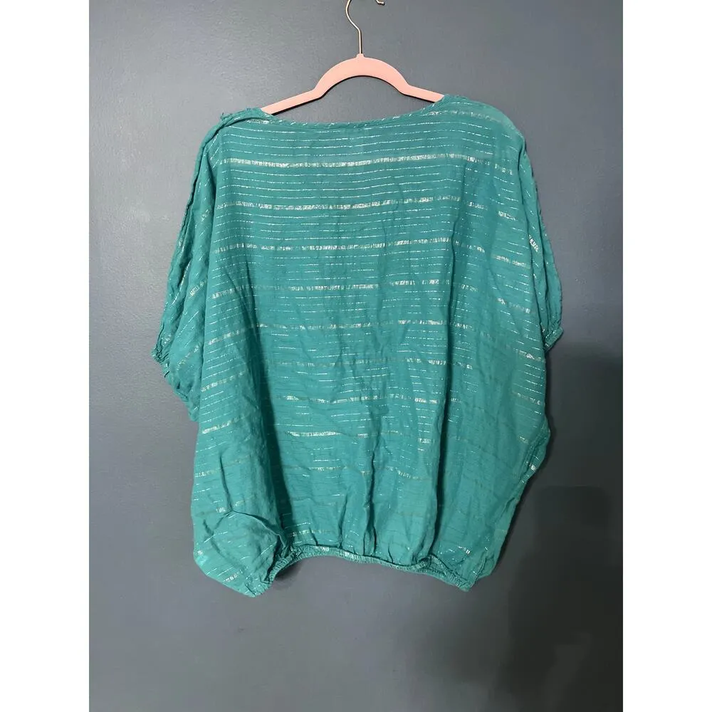 Monroe and Main Blue Boho Oversized Metallic Threading Tassels Lace V - Image 2