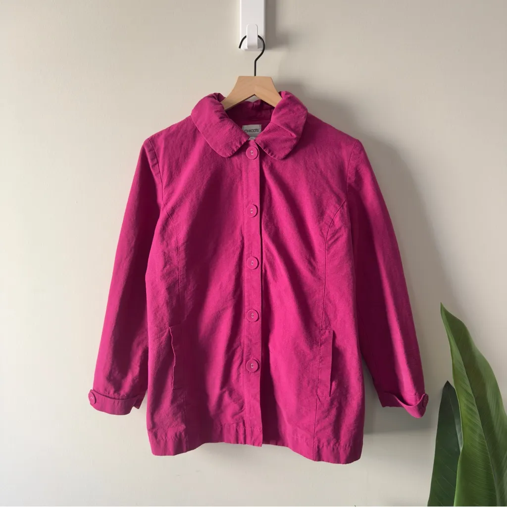 Chico’s 2000s Vintage Y2K Sparkly Vibrant Pink Button-Up Jacket Long Sleeve EUC - Image 3