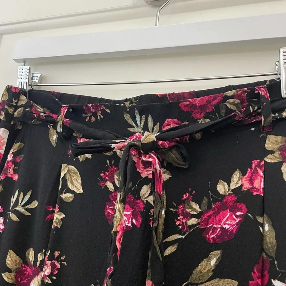 Papaya Floral Tie Waist Pants Black - Image 4