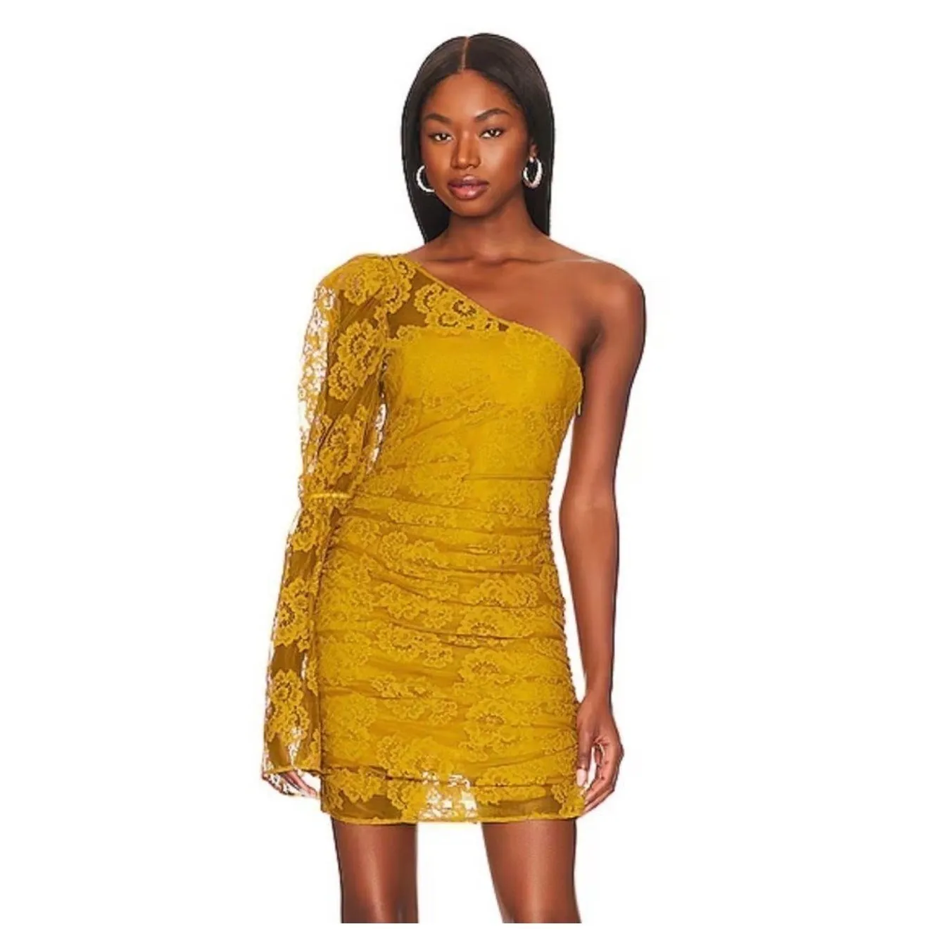 For Love & Lemons Tiana Yellow Lace Mini Dress Size Small NWT - Image 3