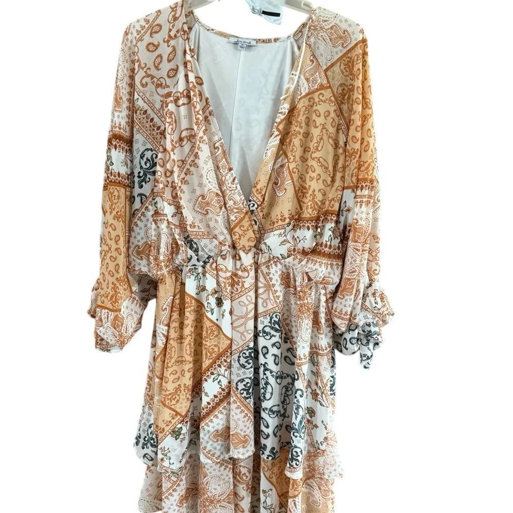 White Birch Tan Wrap Sundress Bishop Sleeves - Image 8