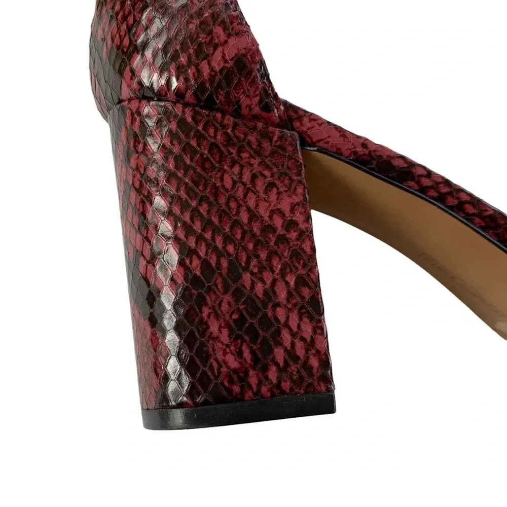 Vince Camuto Beah Snakeskin Burgundy Low Heel Sandals 10 NWT - Image 6