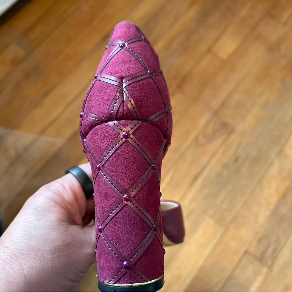 Karl Lagerfeld burgundy Heels with‎ Ankle Strap and Rounded Toe - Image 8