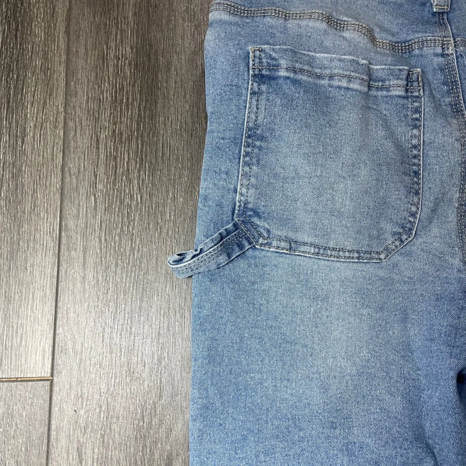 Light‎ Wash Cargo Carpenter Jeans High Rise Straight Leg Casual Denim Blue Size 29 - Image 12