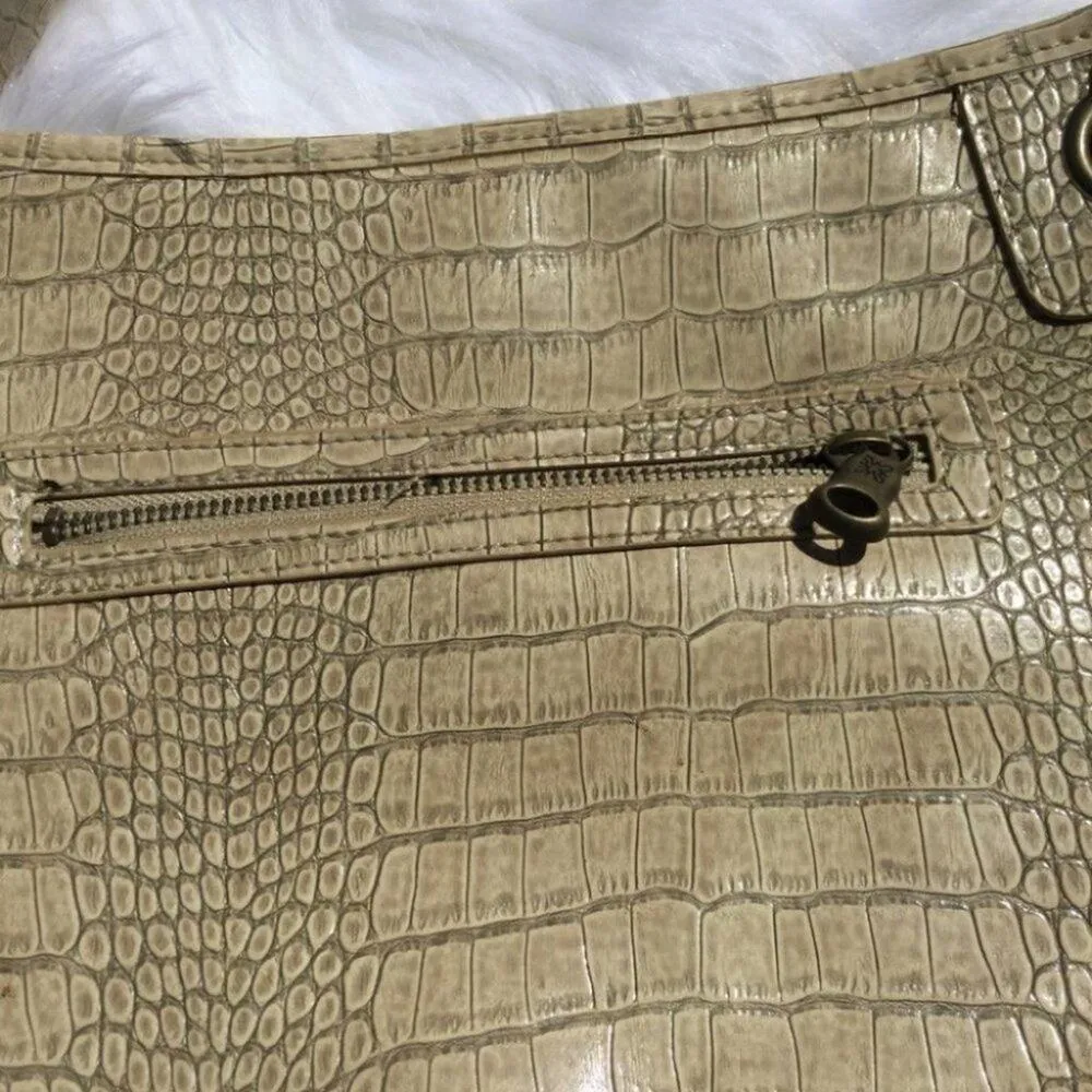 Simply Vera Tan Animal Print Shoulder Beige Tan Purse Faux Snake Skin Medium - Image 3
