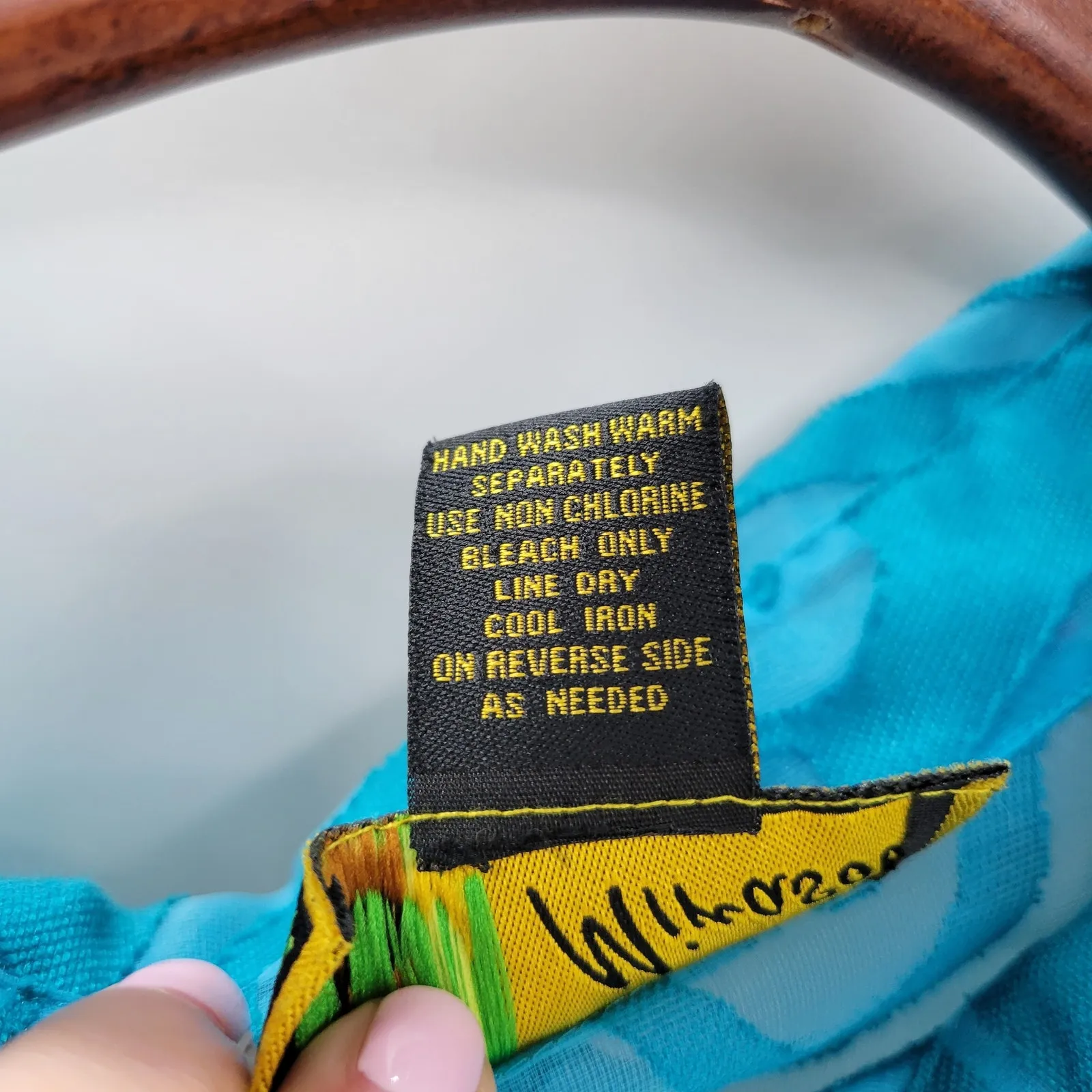 Marisol Button Up Top Womens XL Blue Sheer Turquoise Linen Blend Burnout Design - Image 14