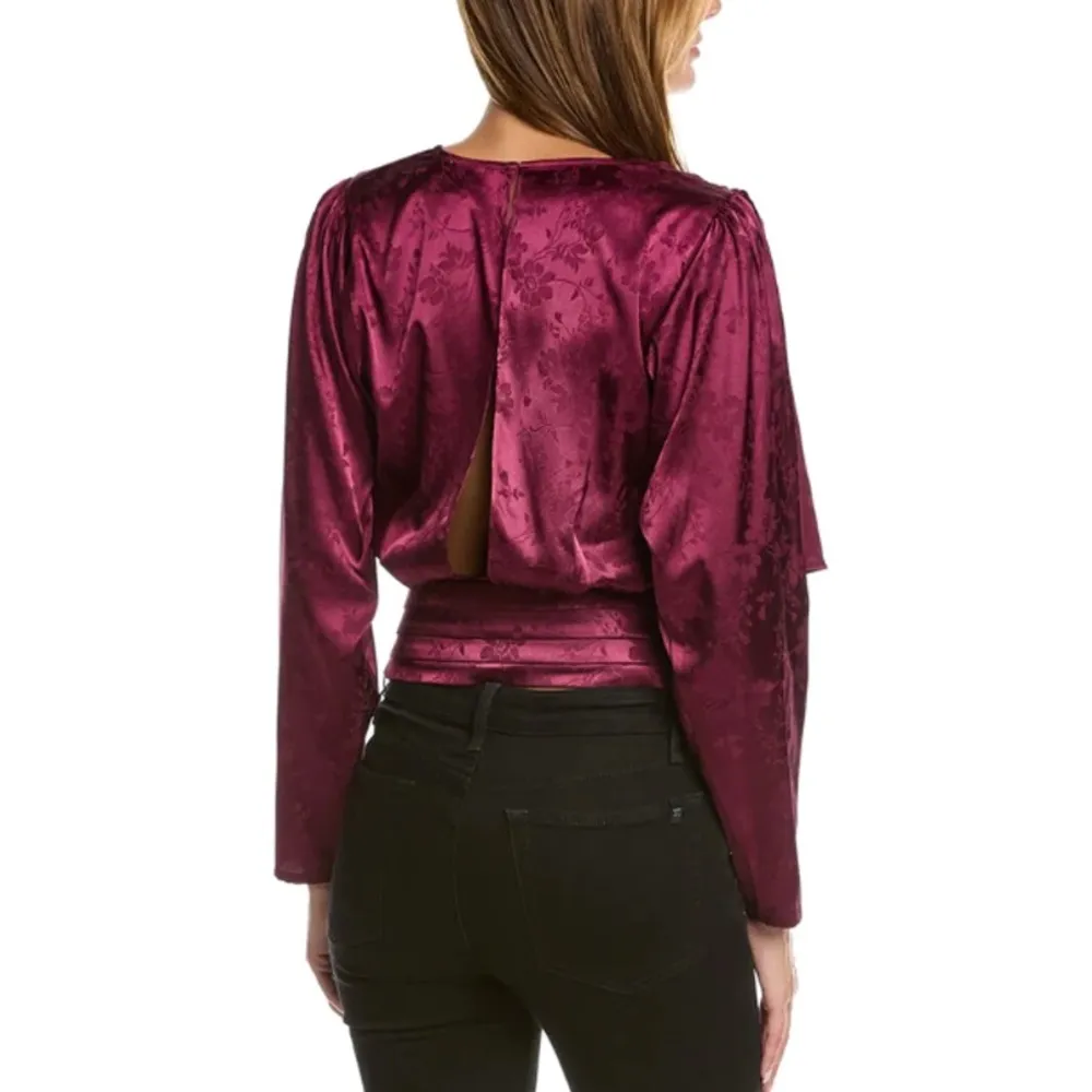 NWT Ronny Kobo Monet Floral Blouse M | Purple Satin
Draped Jacquard Top Size M - Image 3