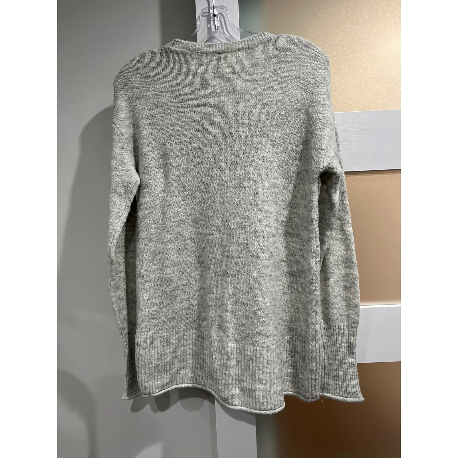 Cozy soft oversized grey Long Sleeve Crew Neck Pullover Sweater Size S Gray - Image 2