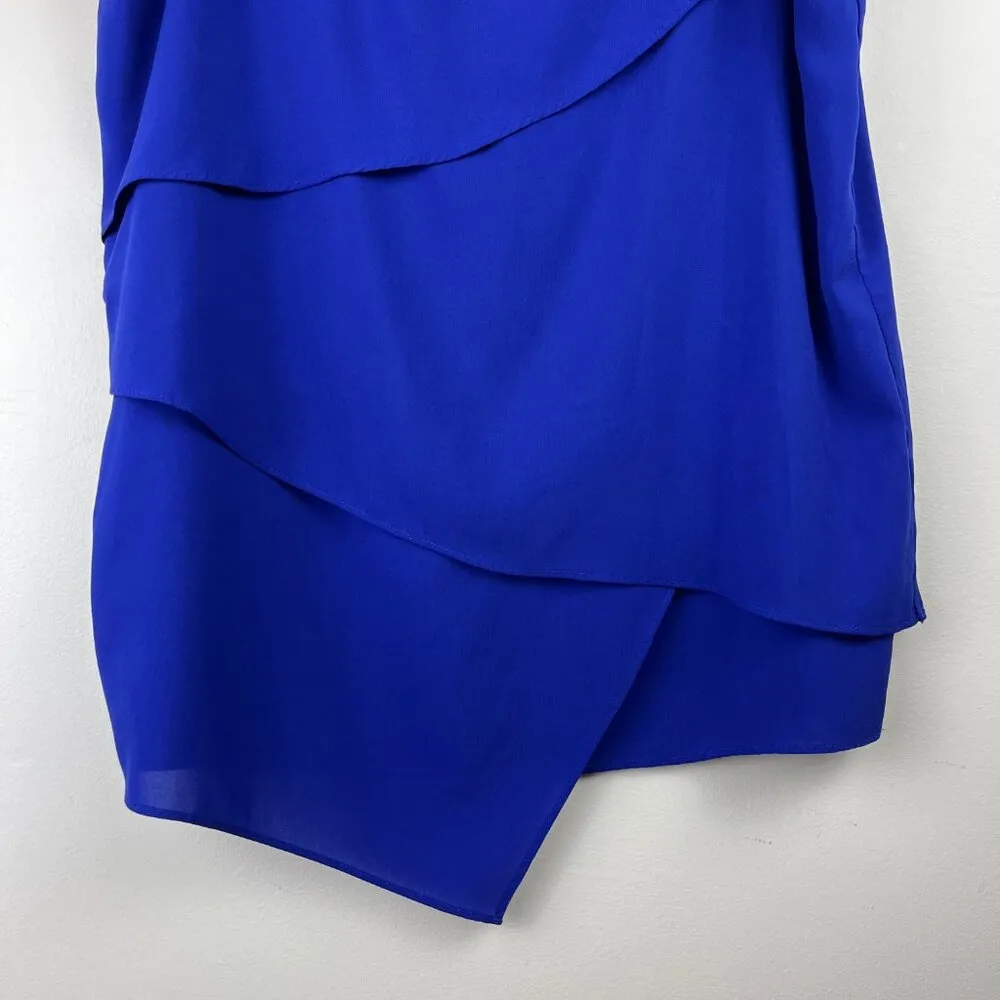 Calvin Klein  Chiffon Tank Top Blue Small Tiered Work Profession Business Casual - Image 3