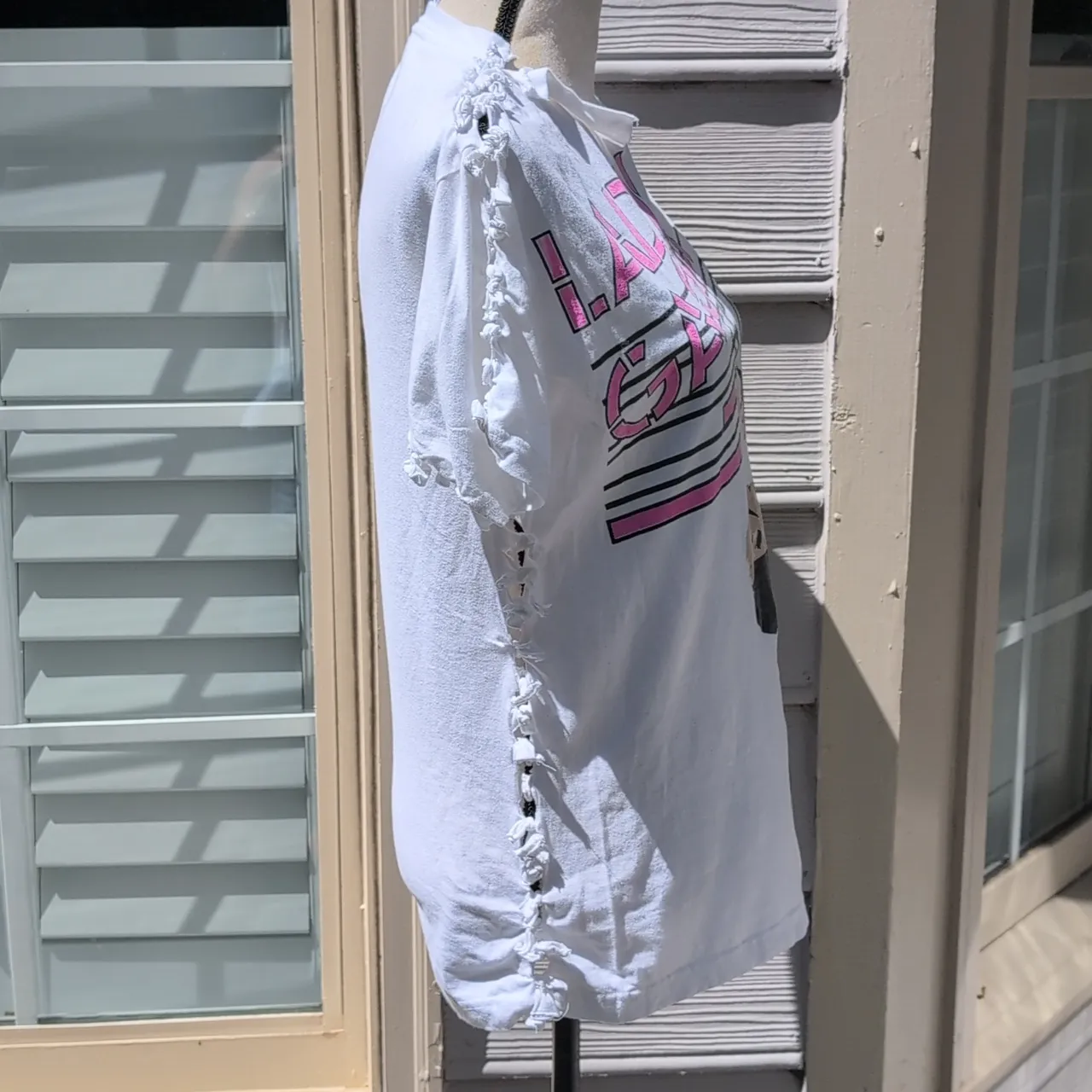 Lady Gaga The Fame Short Sleeve Tie Knot Shirt Pink Size L - Image 9