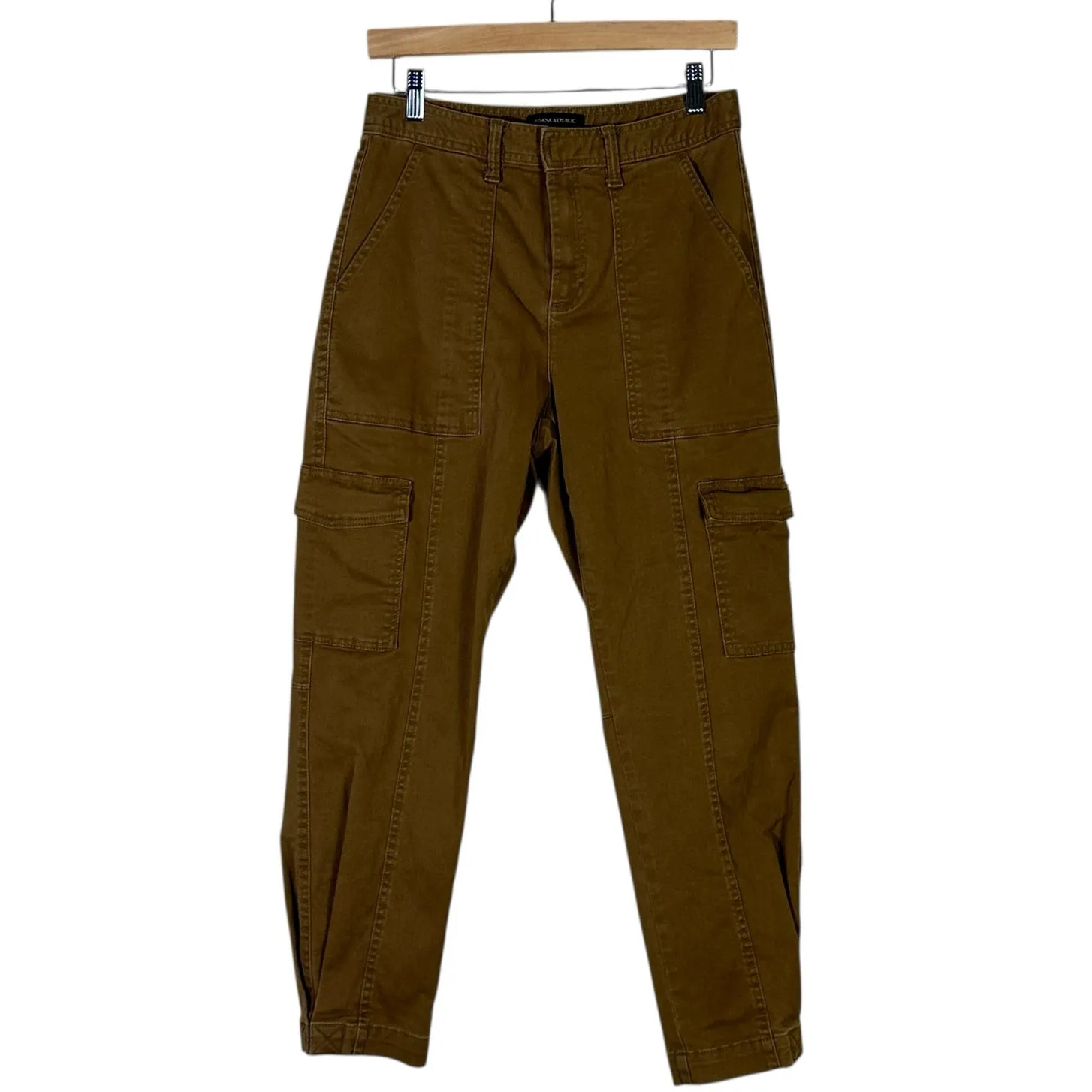 Banana Republic Cargo Jeans Womens 2 Brown High Rise Crop Cotton Utility Earthy - Image 2