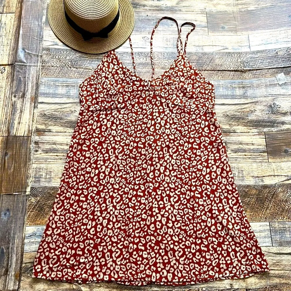 NWOT Kendall + KYLIE bohemian Mini sundress dress MEDIUM burnt orange Tan - Image 3