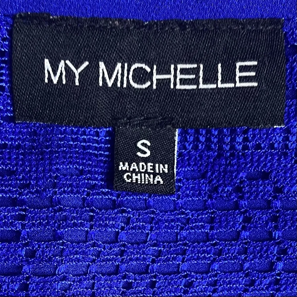 My Michelle Blue Boho Lace Back Dress Size Small - Image 7