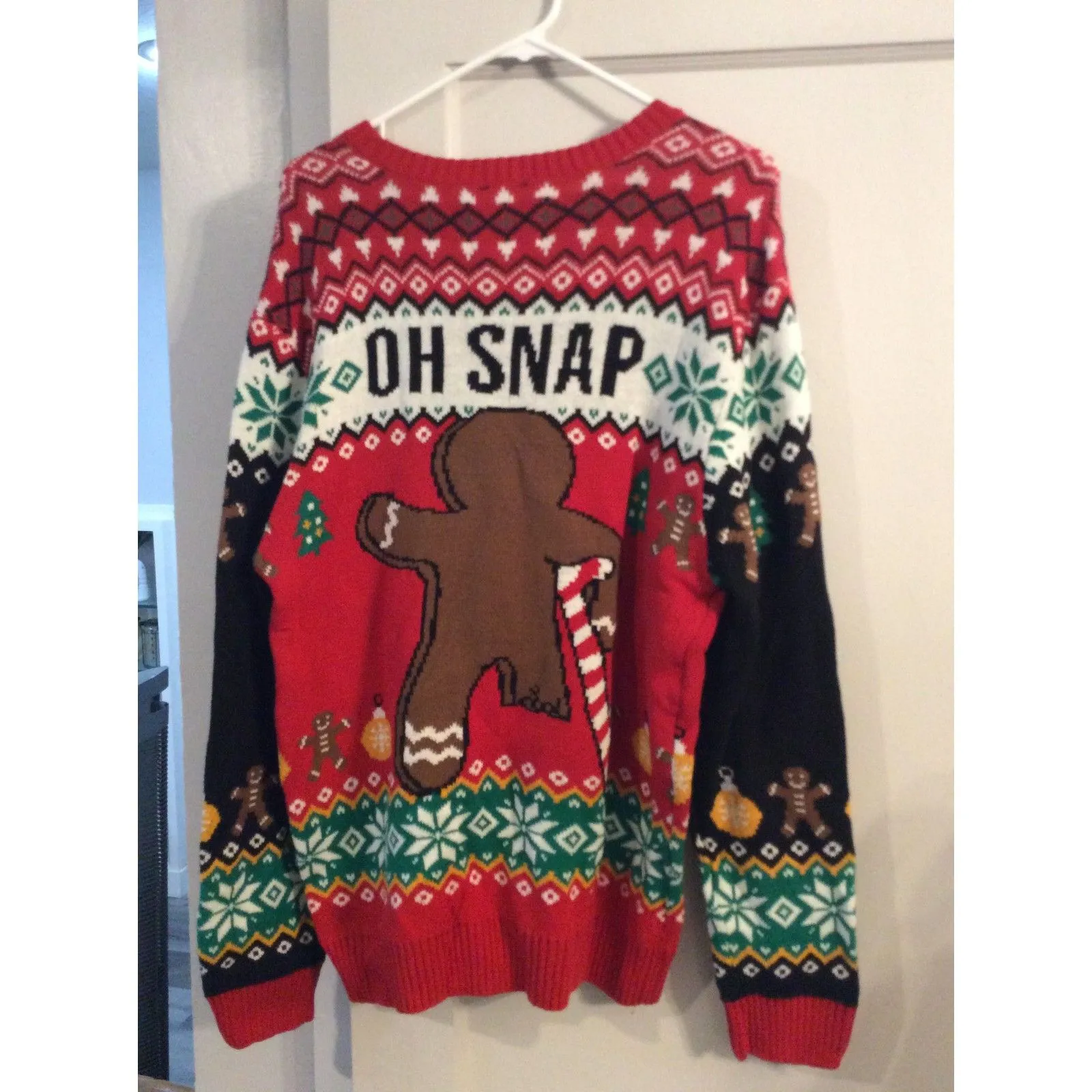 Ugly Christmas Sweater Gingerbread Man Oh Snap Size Large L - Image 2