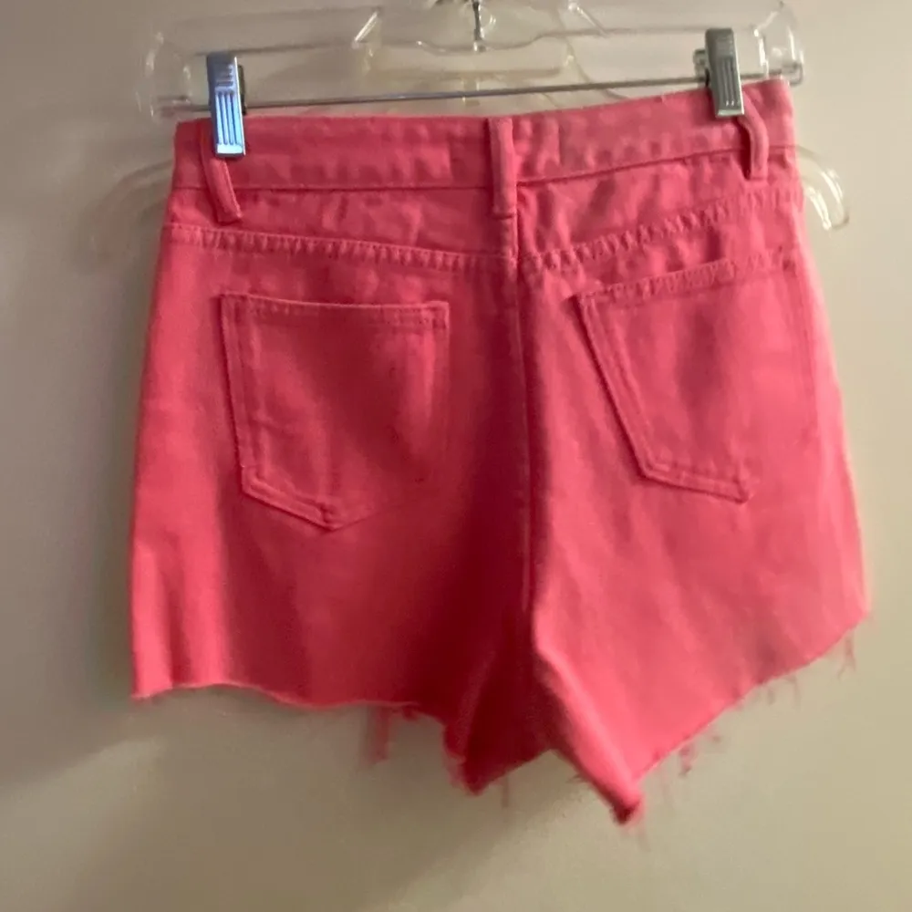 Blue B Collection Womens Juniors Hot Pink Denim Shorts Distressed Waist 26” - Image 5