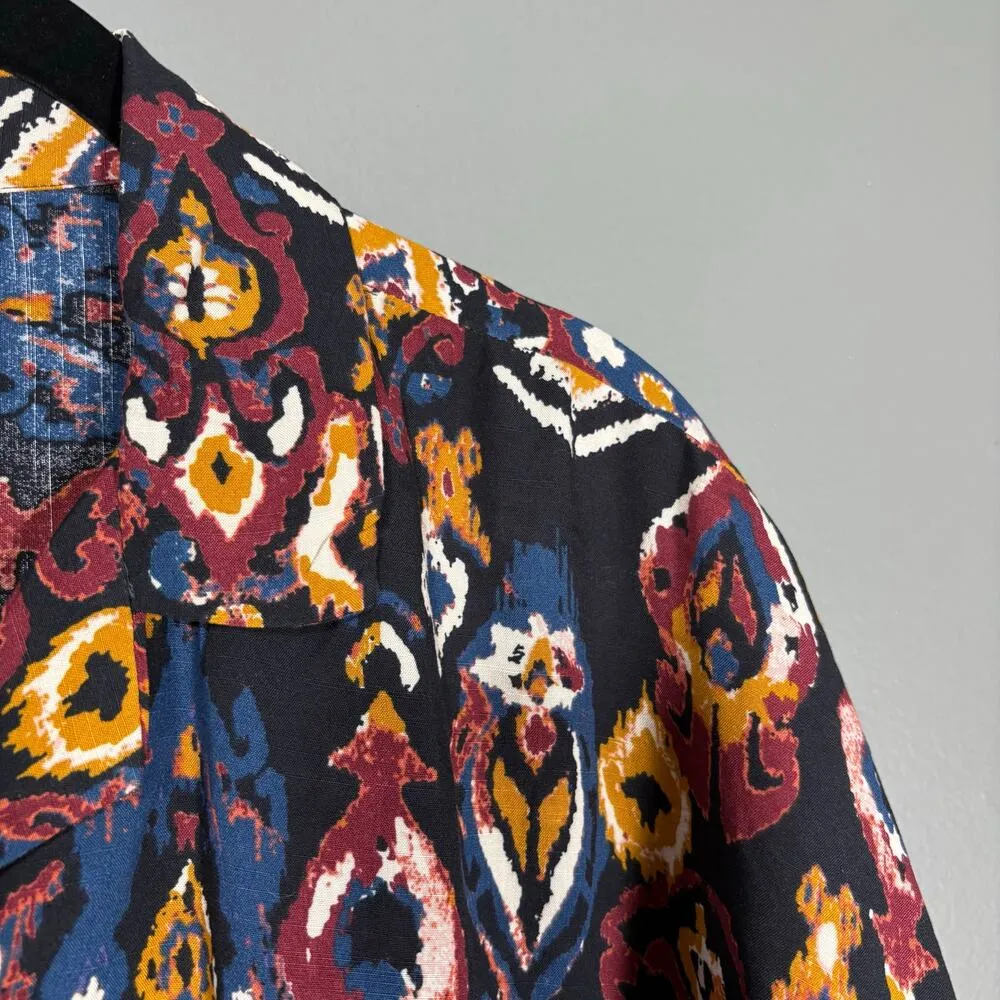 BeachLunchLounge Women's Colorful Batik Ikat Button Up Top - Size Large - Indie - Image 2