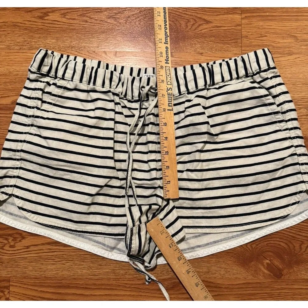J.CREW Shorts Womens Sz Large White Blue Striped Linen Blend Flat Front Pull On - Image 9