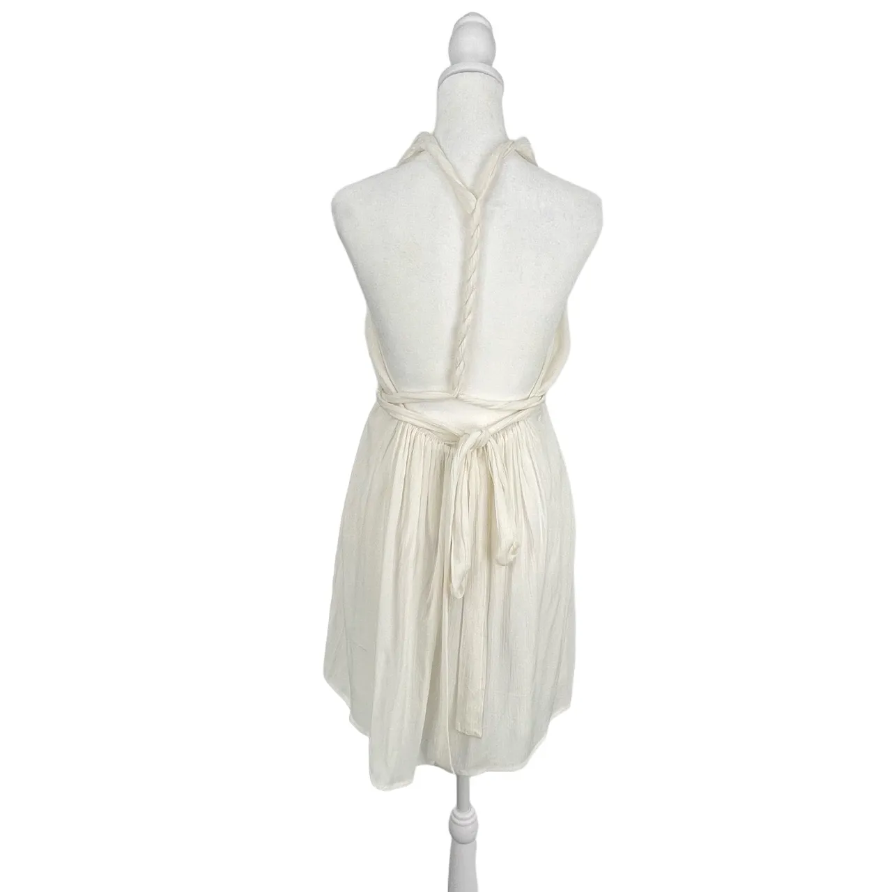 Amuse Society Womens Halter Wrap‎ Front Soft Girl Cream Summer Mini Dress Small Tan - Image 4