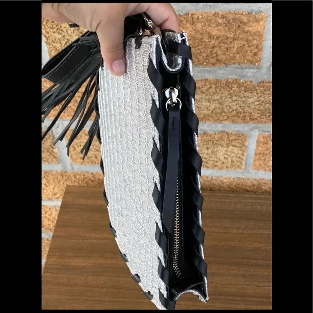 Poolside Bags
Small Metallic Raffia Clutch Silver - Image 2