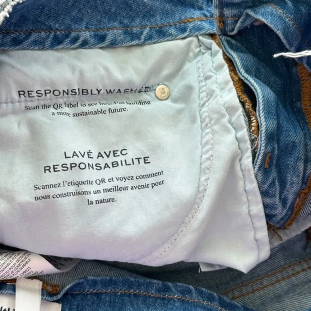 FRAME Sea Cut Off Waist Maxi Jean Denim Skirt Raw Hem‎ Blue Front Slit 26 - Image 13